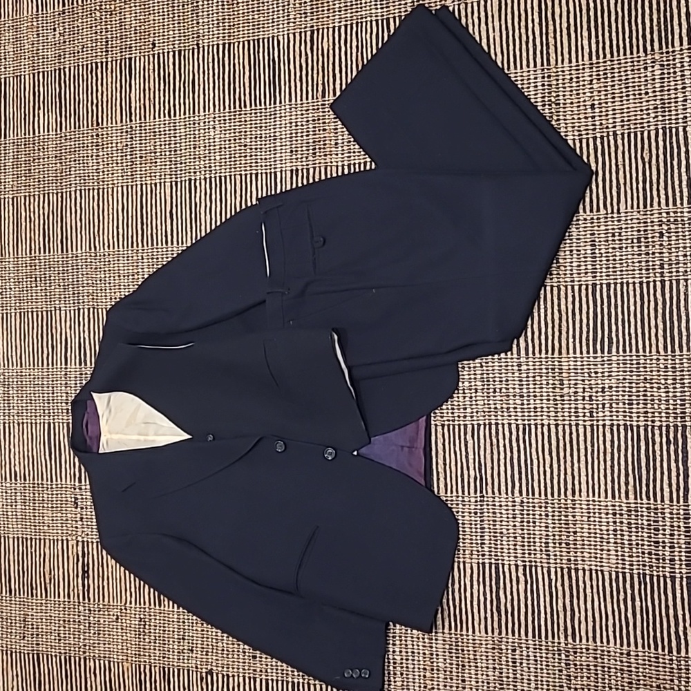 VINTAGE 100% WOOL 3 PIECE NAVY BLUE SUIT